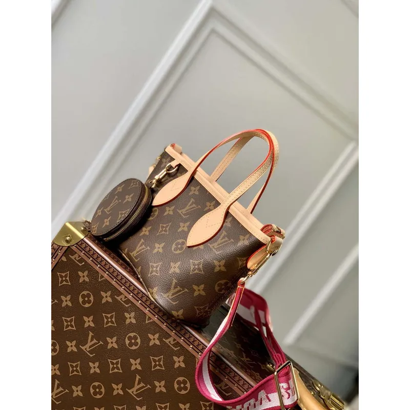 LV M46786 Louis Vuitton M46705 Neverfull BB Handbag Rose Peony