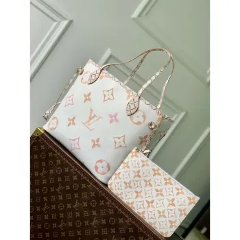 LV M22978 Louis Vuitton M22979 Neverfull MM Tote Bag Apricot