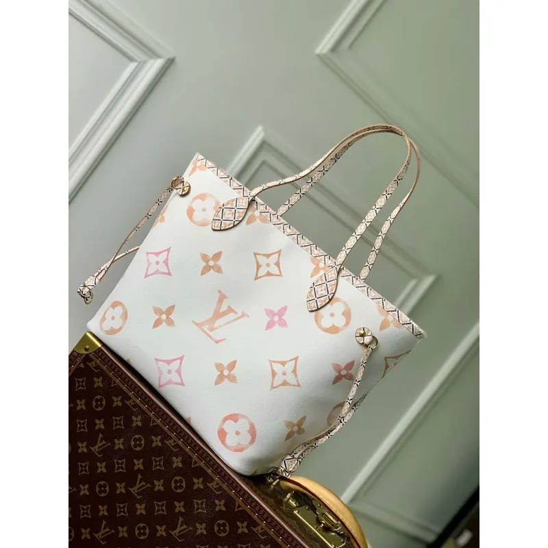 LV M22978 Louis Vuitton M22979 Neverfull MM Tote Bag Apricot