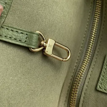 LV M46649 Louis Vuitton Neverfull MM Tote Bag Monogram Empreinte Leather Kaki Cream