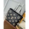 LV M58907 Louis Vuitton Neverfull MM Bag M45685 Monogram Empreinte Leather Black with Beige Logo