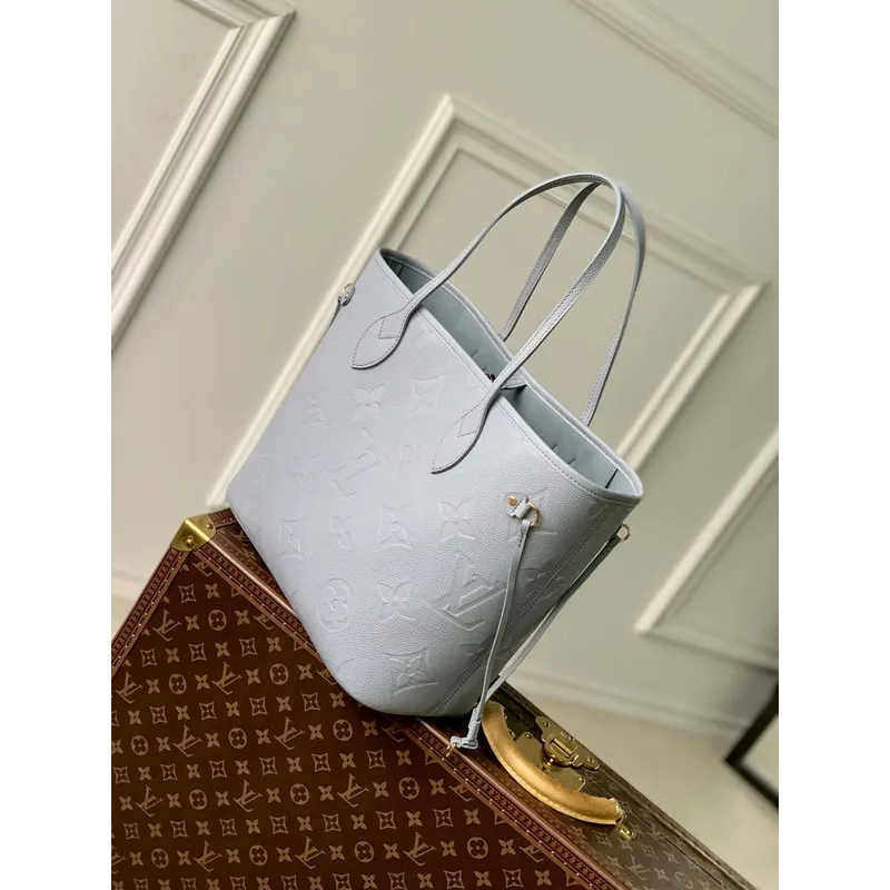 LV M46482 Louis Vuitton Neverfull MM Bag M45685 Monogram Empreinte Leather Blue