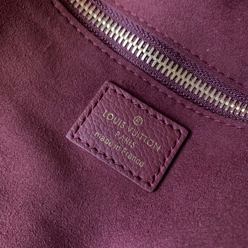 LV M46599 Louis Vuitton Neverfull MM Bag M45685 Monogram Empreinte Leather Wine Red