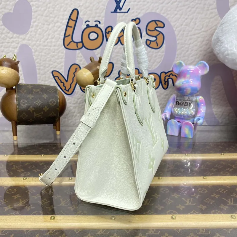 LV M46833 Louis Vuitton OnTheGo PM Bicolor Monogram Empreinte Leather Latte Green