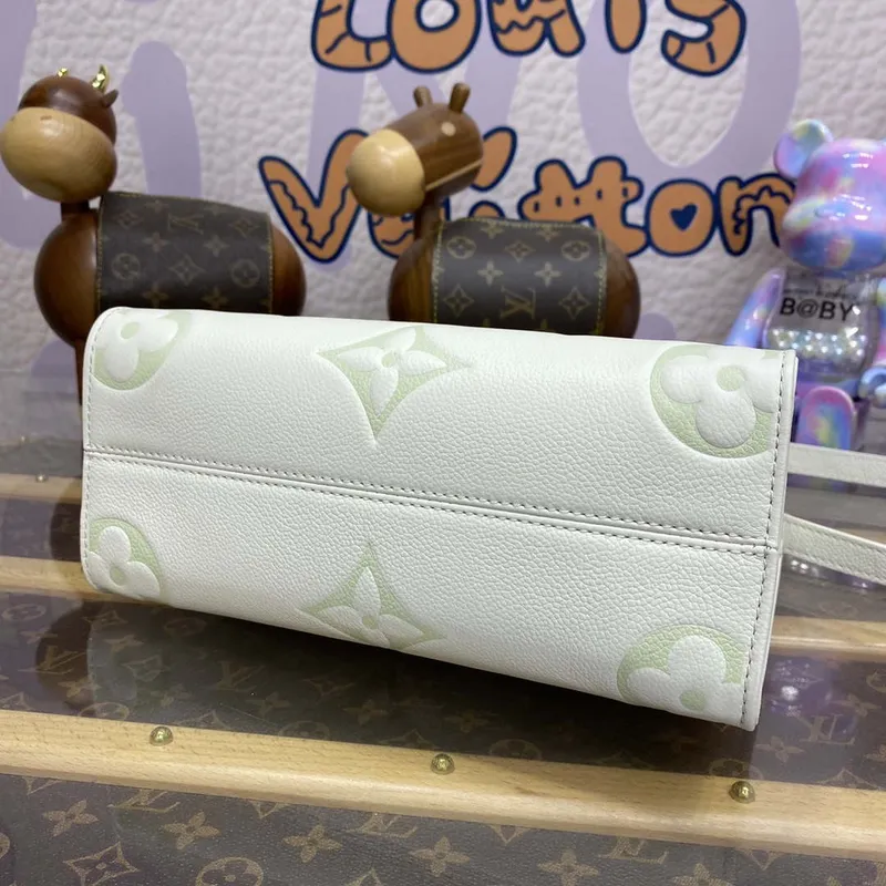 LV M46833 Louis Vuitton OnTheGo PM Bicolor Monogram Empreinte Leather Latte Green