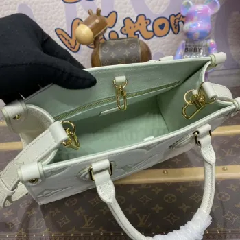 LV M46833 Louis Vuitton OnTheGo PM Bicolor Monogram Empreinte Leather Latte Green