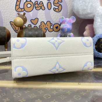 LV M46833 Louis Vuitton OnTheGo PM Bicolor Monogram Empreinte Leather Latte Blue