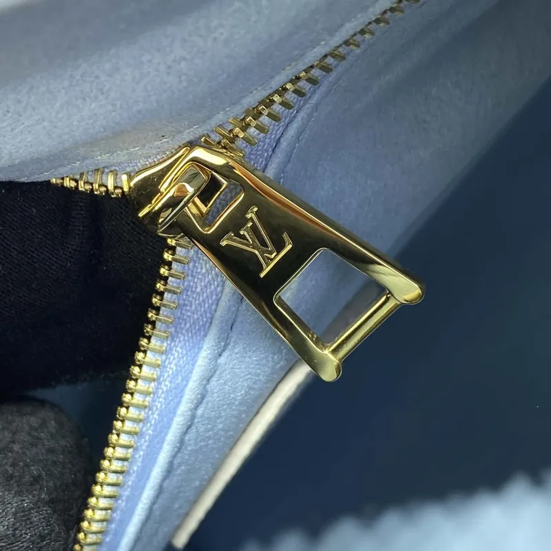 LV M46833 Louis Vuitton OnTheGo PM Bicolor Monogram Empreinte Leather Latte Blue