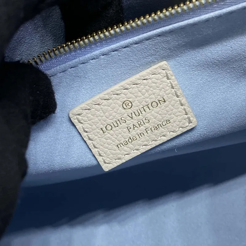 LV M46833 Louis Vuitton OnTheGo PM Bicolor Monogram Empreinte Leather Latte Blue