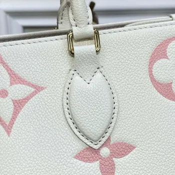 LV M21575 Louis Vuitton OnTheGo MM Bicolor Monogram Empreinte Leather Latte Pink