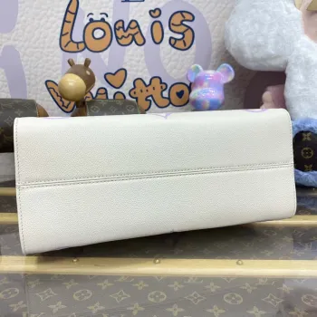 LV M23937 Louis Vuitton OnTheGo MM Bicolor Monogram Empreinte Leather Latte Bubble Tea Purple
