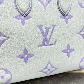 LV M23937 Louis Vuitton OnTheGo MM Bicolor Monogram Empreinte Leather Latte Bubble Tea Purple