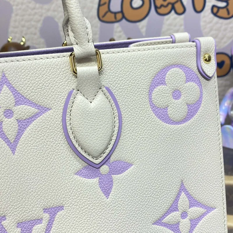 LV M23937 Louis Vuitton OnTheGo MM Bicolor Monogram Empreinte Leather Latte Bubble Tea Purple