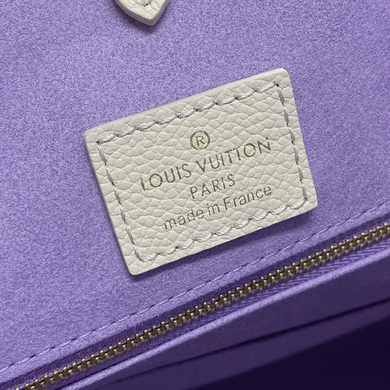 LV M23937 Louis Vuitton OnTheGo MM Bicolor Monogram Empreinte Leather Latte Bubble Tea Purple