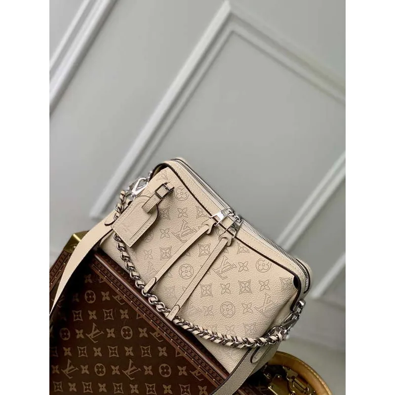 LV M24114 Louis Vuitton Hand It All PM Bag Mahina Crème Beige