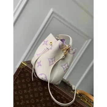 LV M24048 Louis Vuitton NéoNoé BB Bucket Bag Latte White &Purple