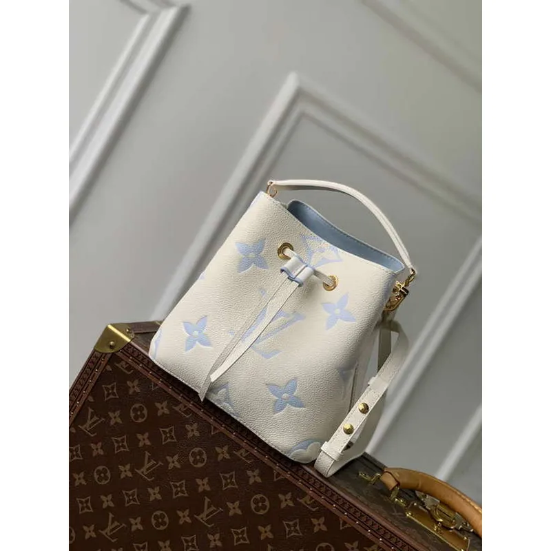 LV M24048 Louis Vuitton NéoNoé BB Bucket Bag Latte White Blue