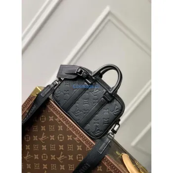 LV M82770 Louis Vuitton Nano Porte Documents Voyage Bag Black leather