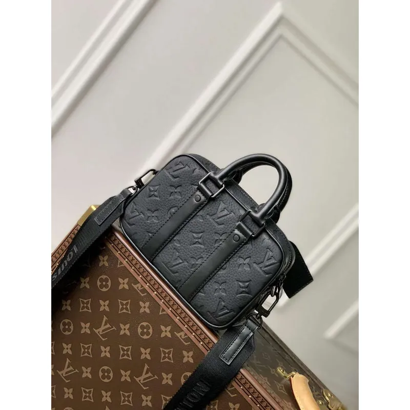 LV M82770 Louis Vuitton Nano Porte Documents Voyage Bag Black leather
