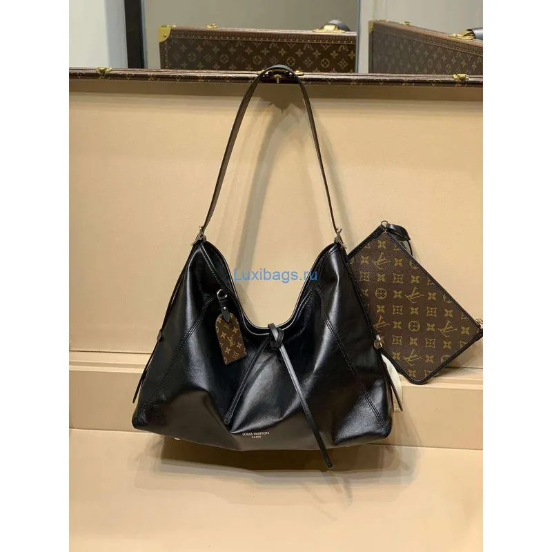 LV M25143 Louis Vuitton CarryAll Dark MM Handbag Black