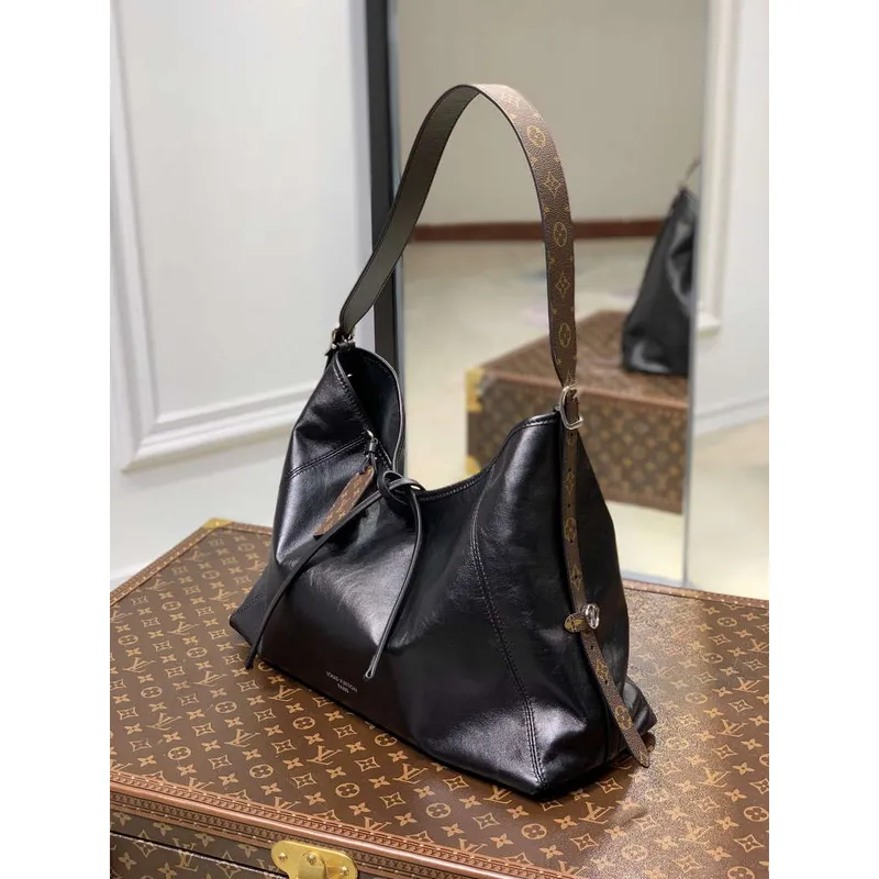 LV M25143 Louis Vuitton CarryAll Dark MM Handbag Black