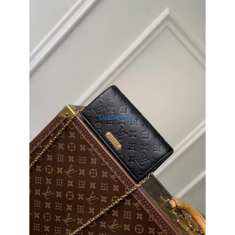 LV M46919 Louis Vuitton Wallet On Chain Lily Bag Black