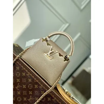 LV M22436 Louis Vuitton Capucines Mini Handbag Griotte Pearlescent khaki