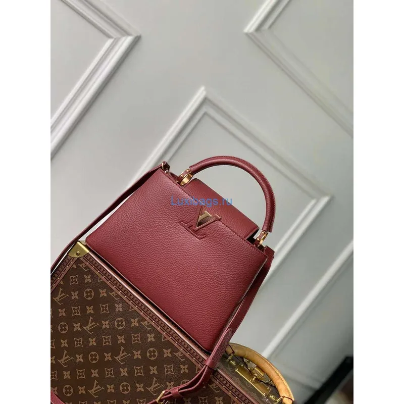 LV M25128 Louis Vuitton Capucines BB Handbag Griotte Red