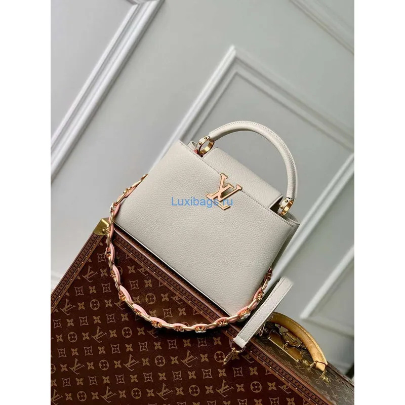 LV M23280 Louis Vuitton Capucines MM Handbag Ice Grey