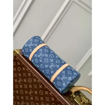 LV M46830 Louis Vuitton Papillon Handbag Denim Blue