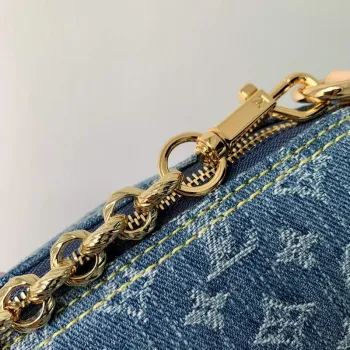 LV M46830 Louis Vuitton Papillon Handbag Denim Blue