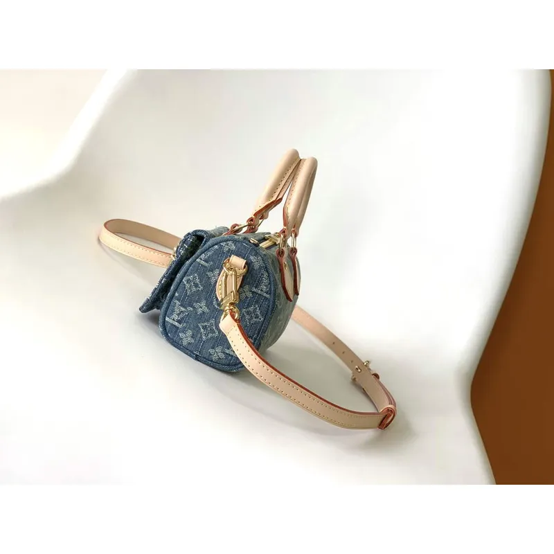 LV M82950 Louis Vuitton Nano Speedy Handbag Monogram Denim