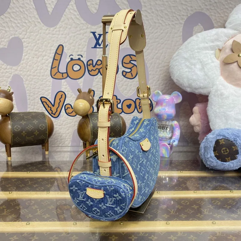 LV M46856 Louis Vuitton Croissant MM Handbag Monogram Denim