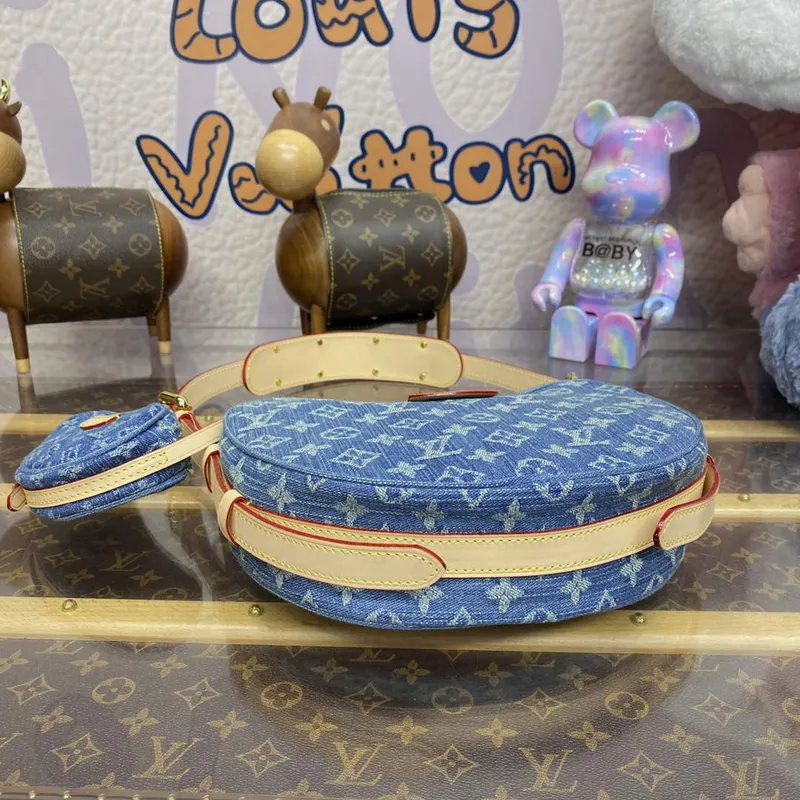 LV M46856 Louis Vuitton Croissant MM Handbag Monogram Denim