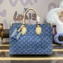 LV M46871 Louis Vuitton OnTheGo MM Tote Bag Monogram Denim