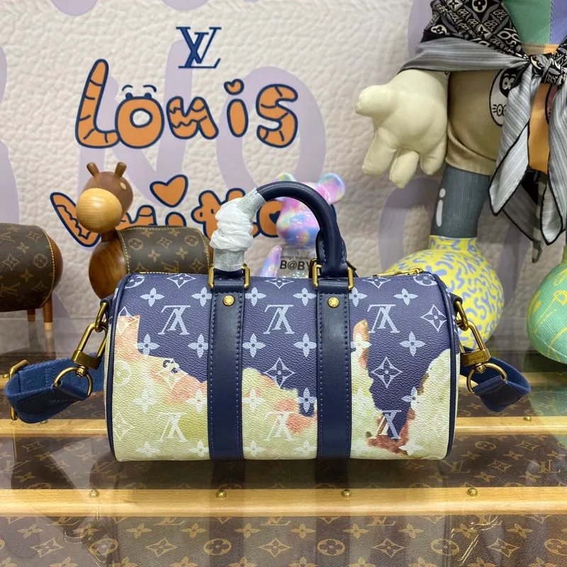 LV  M46804 Louis Vuitton Keepall Bandoulière 25 Bag Ink Blue