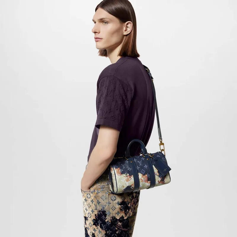 LV  M46804 Louis Vuitton Keepall Bandoulière 25 Bag Ink Blue