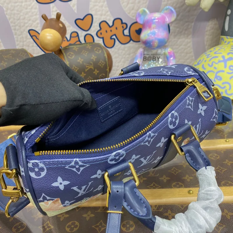 LV  M46804 Louis Vuitton Keepall Bandoulière 25 Bag Ink Blue