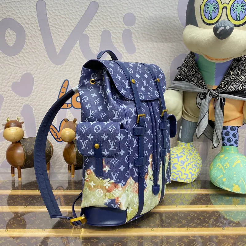 LV M46805 Louis Vuitton Christopher MM Backpack Ink Blue
