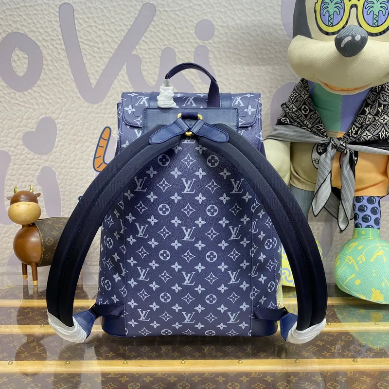 LV M46805 Louis Vuitton Christopher MM Backpack Ink Blue