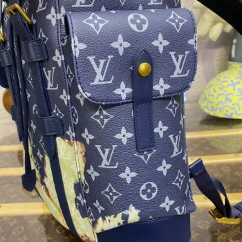 LV M46805 Louis Vuitton Christopher MM Backpack Ink Blue