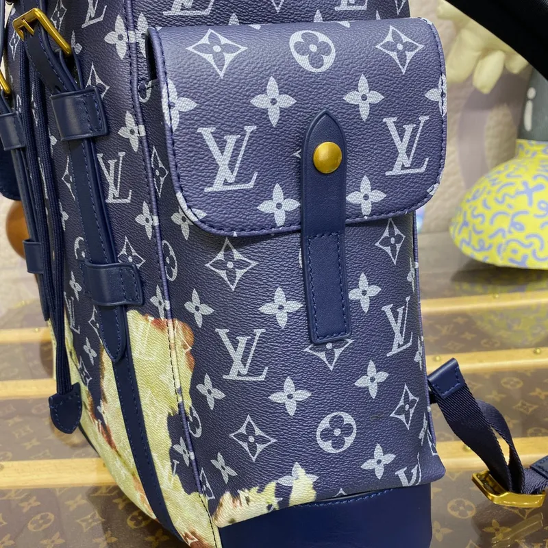 LV M46805 Louis Vuitton Christopher MM Backpack Ink Blue