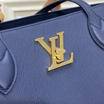 LV M20984 Louis Vuitton M57345 Lockme Shopper M57346 Bag Grained Calf Leather Navy Blue