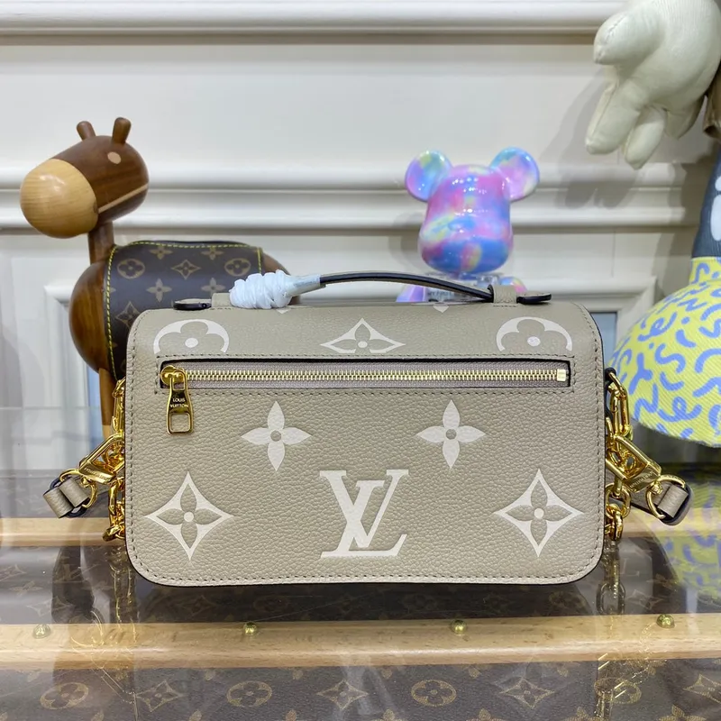LV M23081 Louis Vuitton Pochette Métis East West bag Monogram Empreinte Leather Dove/Cream