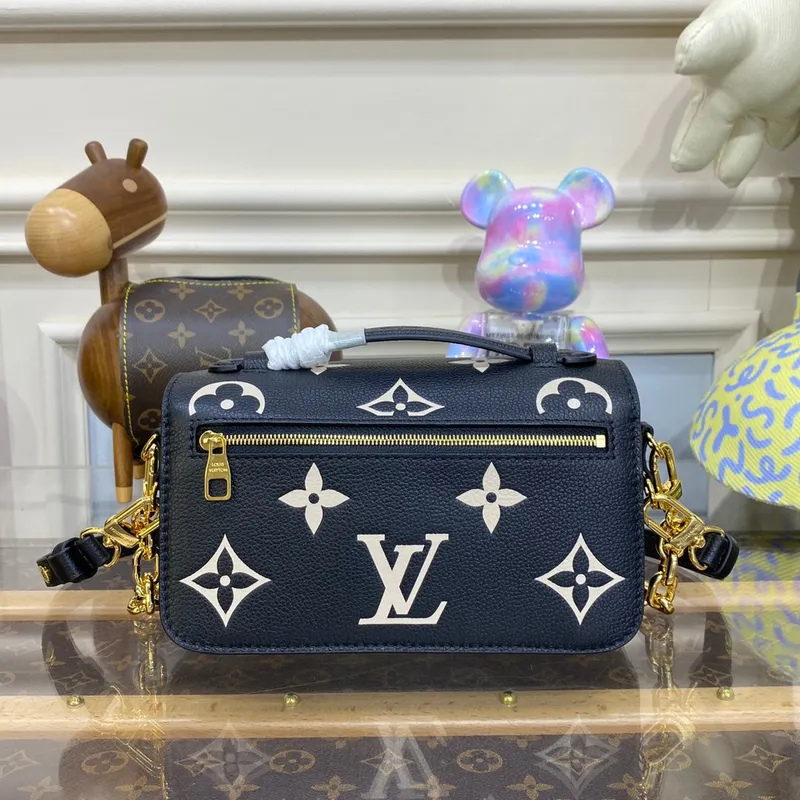 LV M46596 Louis Vuitton Pochette Métis East West bag Monogram Empreinte Leather Black/Beige