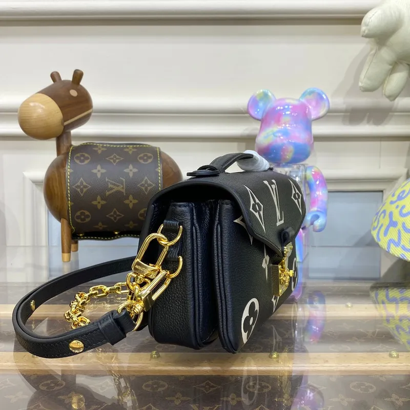 LV M46596 Louis Vuitton Pochette Métis East West bag Monogram Empreinte Leather Black/Beige