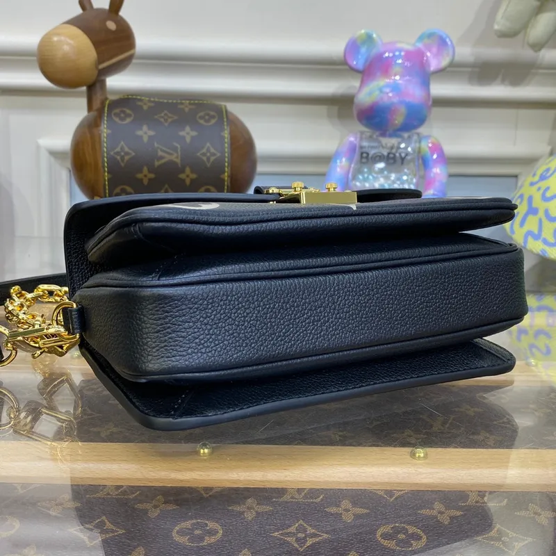 LV M46596 Louis Vuitton Pochette Métis East West bag Monogram Empreinte Leather Black/Beige