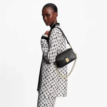 LV M46595 Louis Vuitton Pochette Métis East West bag Monogram Empreinte Leather Black