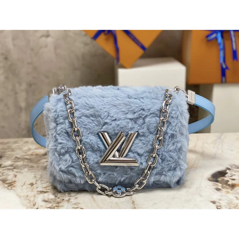 Louis Vuitton LV M21040 Twist MM Handbag Jean Blue