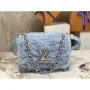 Louis Vuitton LV M21040 Twist MM Handbag Jean Blue